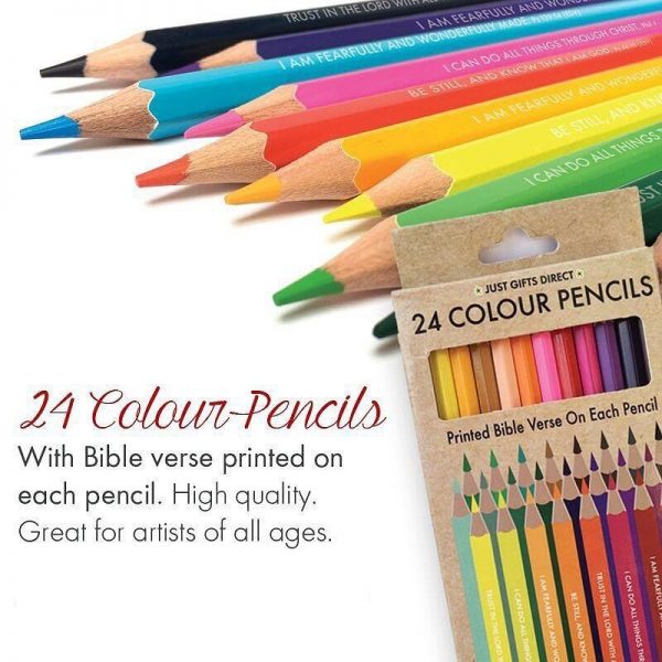 Colouring Pencils with Bible Verses - Pack of 24 - Buy Online here