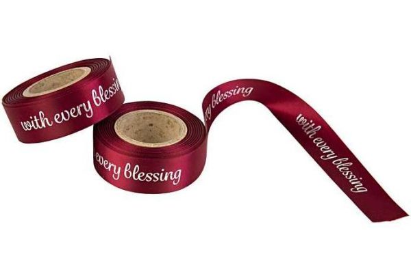 Gift Ribbon - With every Blessing - Burgundy Red - Buy Christian Books & Gifts Online here